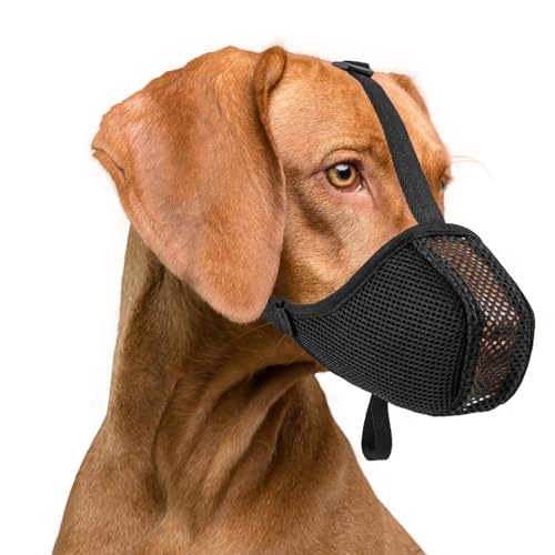 ILEPARK Maulkorb für Hunde, Weicher Netzmaulkorb, Verstellbare Passform für Kleine Mittelgroße Große Hunde, Bequem und Atmungsaktiv, Ermöglicht Keuchen und Trinken（M, Schwarz） von ILEPARK