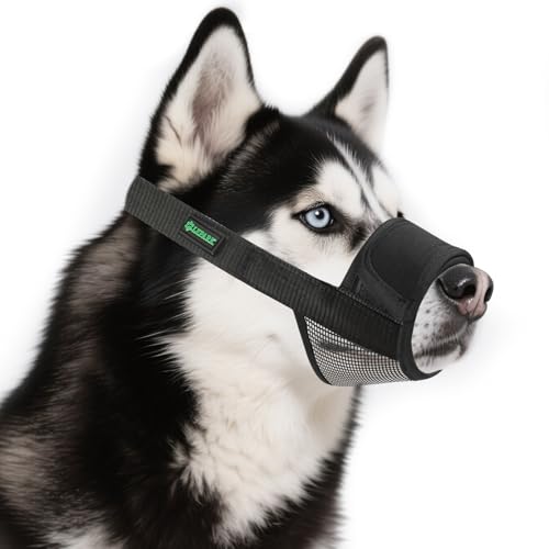 ILEPARK Weicher Maulkorb für Hunde, Maulkörbe mit Atmungsaktivem Bienenstock Verstellbare Passform für Kleine, Mittlere und Große Hunde, Verhindert Beißen, Bellen und Kauen(XL, Schwarz) von ILEPARK