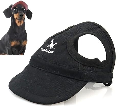 Baseballmütze Für Haustiere, Verstellbarer Sonnenhut, UV-Schutz, Modische Hundemütze Mit Ohrlöchern, Geeignet Für Reisen, Sport, Für Alle Hunderassen (Schwarz,M) von ILESTDG