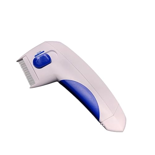 Elektrischer Flohkamm für Katzen und Hunde - Anti-Parasiten-Edelstahlkamm für Haustiere, sanfte und effektive Flohentfernung (Pet Care Essential) (White Blue) von ILESTDG