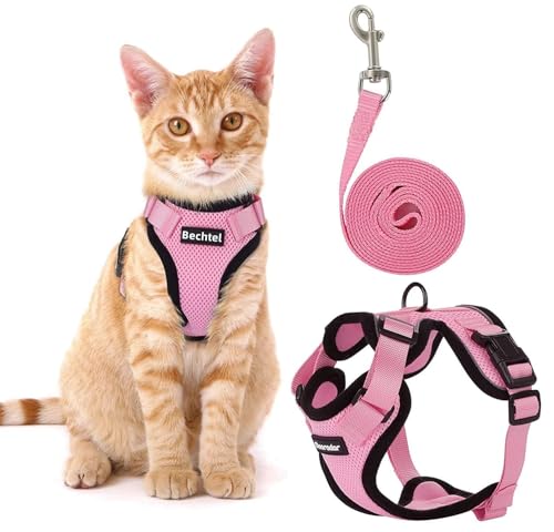 Fellnasenstube - SafeCat™ Katzengeschirr Ausbruchsicher mit Leine (Pink,M) von ILESTDG