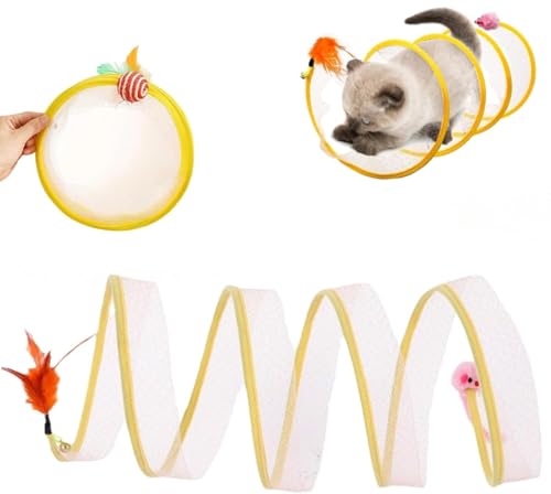 Fur-Buddy Paw Swivel,Folding S-Shaped Cat Tunnel Toy,Spiral-Tunnel-Katzenspielzeug,Foldable Tunnel for Hide and Seek Play (Federkielmaus) von ILESTDG