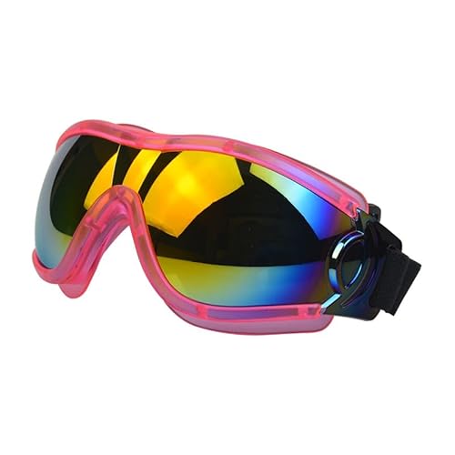 Hundebrille Für Großer Hunde UV-Schutz Haustier Sonnenbrille Verstellbare Winddichte Staubdichte Anti-Nebel Outdoor Augenschutz (Rosa Rot) von ILESTDG