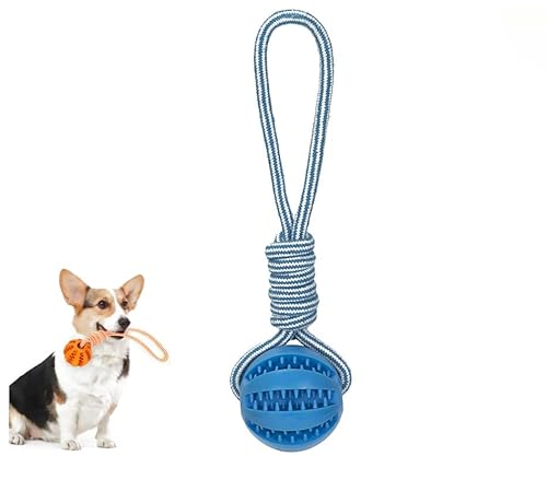 ILESTDG Ball Mit Schnur,Hundwurfball Hund Klein Hundeball Mit Seil Hundespielzeug Ball Mit Seil Hundeball Unzerstörbar 6cm Für Hund Spielspaß Und Zahnpflege (Blau) von ILESTDG