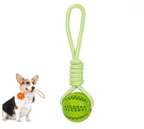 ILESTDG Ball Mit Schnur,Hundwurfball Hund Klein Hundeball Mit Seil Hundespielzeug Ball Mit Seil Hundeball Unzerstörbar 6cm Für Hund Spielspaß Und Zahnpflege (Grün) von ILESTDG