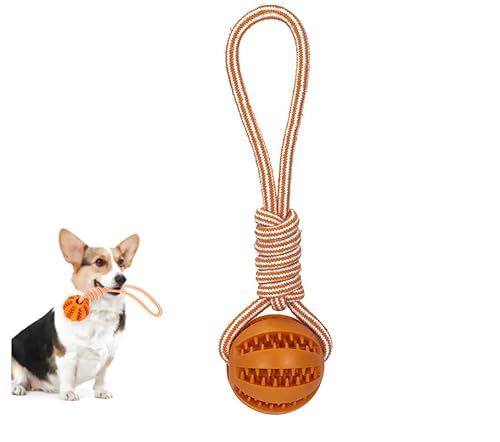 ILESTDG Ball Mit Schnur,Hundwurfball Hund Klein Hundeball Mit Seil Hundespielzeug Ball Mit Seil Hundeball Unzerstörbar 6cm Für Hund Spielspaß Und Zahnpflege (Orange) von ILESTDG
