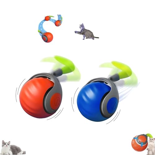 ILESTDG ChaseMaster Pro Katzenspielzeug - Interaktiver Power Ball, Bewegungsfördernd & Stressabbau Für Katzen (Orange+Blau) von ILESTDG