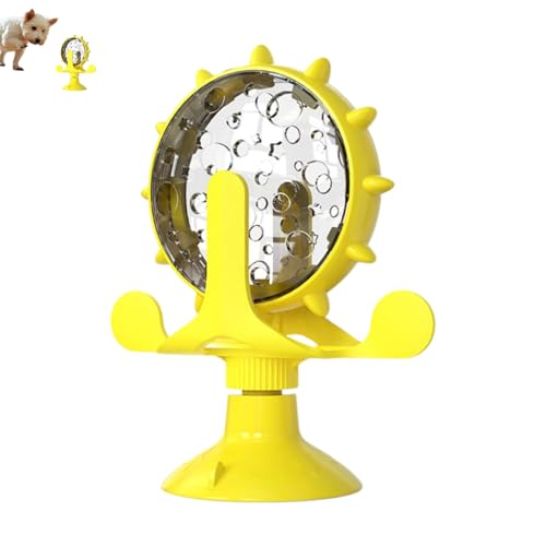 ILESTDG Lallypet - Pet Food Spinning Windmill, Windmühle Katzenspielzeug, Interaktives Spielzeug Für Katzen in Innenräumen (Yellow) von ILESTDG