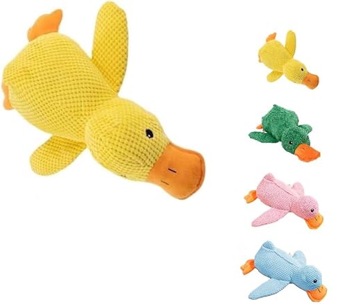 ILESTDG Anti-Stress-Ente Hund, Quietschendes Plüsch-Spielzeug Kauspielzeug, Verschiedene Körpertypen Hunde Universal (Gelb,2X Anti-Stress Ente) von ILESTDG
