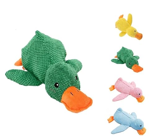ILESTDG Anti-Stress-Ente Hund, Quietschendes Plüsch-Spielzeug Kauspielzeug, Verschiedene Körpertypen Hunde Universal (Grün,1x Anti-Stress Ente) von ILESTDG