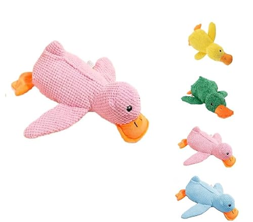 ILESTDG Anti-Stress-Ente Hund, Quietschendes Plüsch-Spielzeug Kauspielzeug, Verschiedene Körpertypen Hunde Universal (Rosa,2X Anti-Stress Ente) von ILESTDG