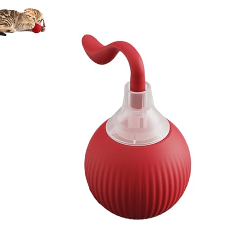 ILESTDG Interaktiver Spielball Mit Schwanz Für Katzen - Interaktives Spielzeug (Rot) von ILESTDG