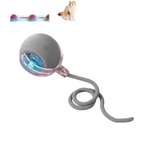 ILESTDG Tierbedarf-Plus Interaktiver Spielball Mit Schwanz Für Hunde, Power-Ball, Magic Ball Für Katzen Hunde (Grau) von ILESTDG