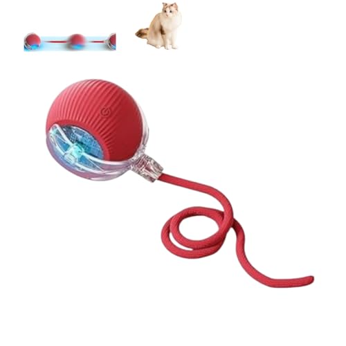 ILESTDG Tierbedarf-Plus Interaktiver Spielball Mit Schwanz Für Hunde, Power-Ball, Magic Ball Für Katzen Hunde (Rot) von ILESTDG