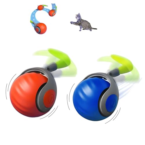 ILESTDG Speedy Tail 2.0 - Speedy Tail Interaktives Katzenspielzeug, Power Ball Für Katzen, Lindert Ängste (Orange+Blau) von ILESTDG