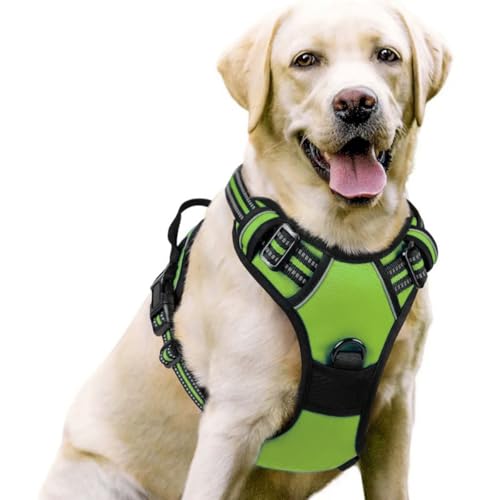 ILESTDG wuffy TrueSafe® Geschirr, No-Pull Dog Harness for Large Dogs, Adjustable Dog Harness, Chest Harness for Labrador (L,Leuchtgrün Set) von ILESTDG