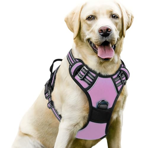 ILESTDG wuffy TrueSafe® Geschirr, No-Pull Dog Harness for Large Dogs, Adjustable Dog Harness, Chest Harness for Labrador (L,Pink Set) von ILESTDG
