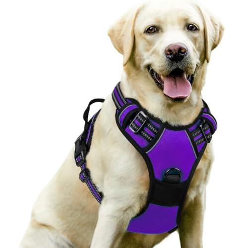 ILESTDG wuffy TrueSafe® Geschirr, No-Pull Dog Harness for Large Dogs, Adjustable Dog Harness, Chest Harness for Labrador (M,Lila Set) von ILESTDG