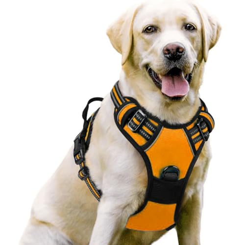 ILESTDG wuffy TrueSafe® Geschirr, No-Pull Dog Harness for Large Dogs, Adjustable Dog Harness, Chest Harness for Labrador (S,Orange Set) von ILESTDG