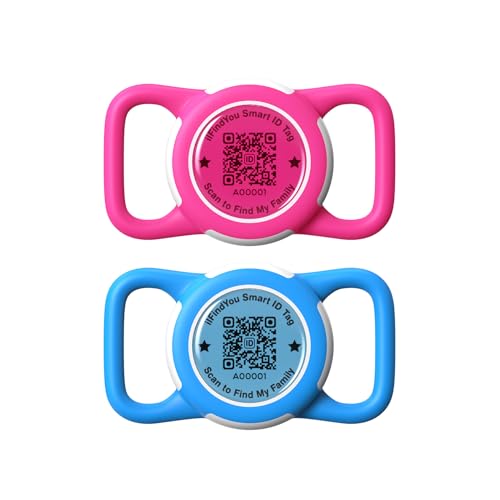 ILFINDYOU AirTag Hundehalsbandhalter für Apple Tracker, wasserdicht, QR-Code, Rosa, Rot und Blau, 2 Stück ILFINDYOU AirTag Hundehalsbandhalter für Apple Tracker, wasserdicht, QR-Code, Rosa, Rot und Blau, 2 Stück von ILFINDYOU