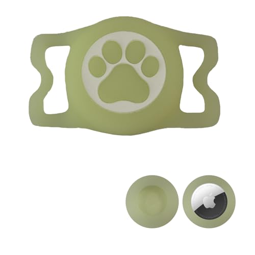 ILFINDYOU Airtag-Halter für Hundehalsband, wasserdicht, Airtag-Halter, Silikon, Ganzkörperabdeckung, schützender Apple Airtag-Halter für Haustierhalsband (leuchtend) von ILFINDYOU
