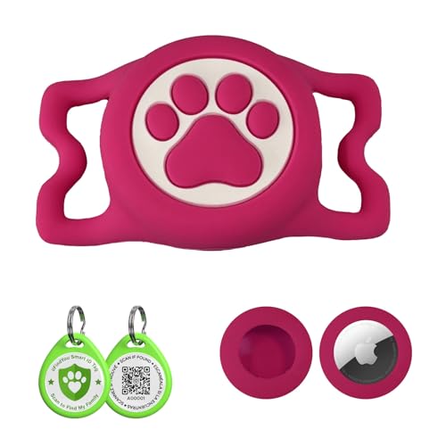 ILFINDYOU Airtag-Halter für Hundehalsband, wasserdicht, Airtag-Halter, Silikon, vollständiger Schutz, Apple Airtag-Halter für Haustierhalsband (Rosarot) von ILFINDYOU