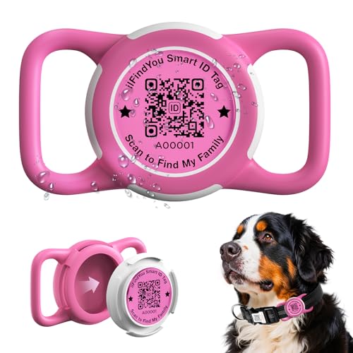 ILFINDYOU Wasserdichter AirTag Hundehalsbandhalter für Apple Tracker QR Code Hülle Rose Rot ILFINDYOU Wasserdichter AirTag Hundehalsbandhalter für Apple Tracker QR Code Hülle Rose Rot von ILFINDYOU