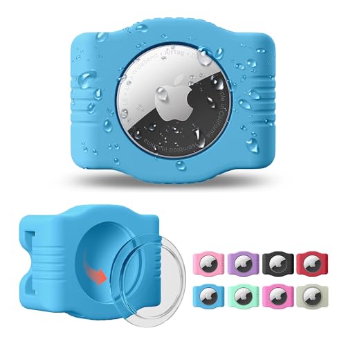 Wasserdichter AirTag Hundehalsbandhalter, rosa Silikonhülle, IP68 bewertet (blau) von ILFINDYOU