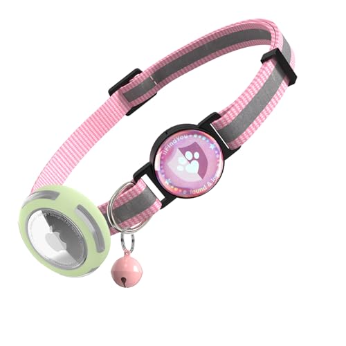 ilFindYou Airtag Katzenhalsband, Breakaway, reflektierende Katzenhalsbänder mit leuchtendem Apfel-Airtag-Halter, verstellbare Kätzchenhalsbänder mit Glocken, Rosa ilFindYou Airtag Katzenhalsband, Breakaway, reflektierende Katzenhalsbänder mit leuchtendem Apfel-Airtag-Halter, verstellbare Kätzchenhalsbänder mit Glocken, Rosa von ILFINDYOU