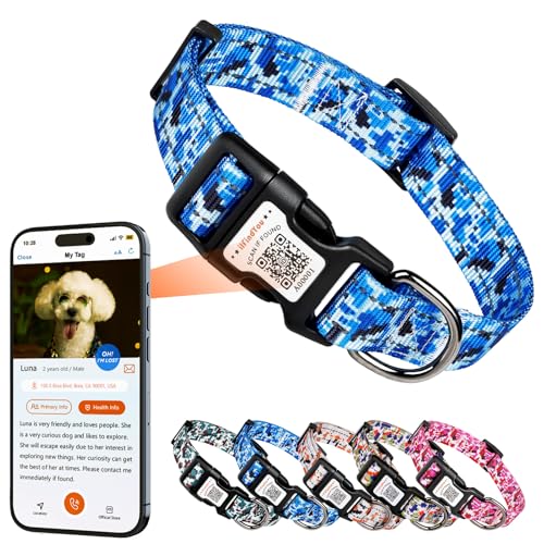 ilFindYou Reflektierendes Hundehalsband für Welpen, weiches Nylon, Camouflage, Blau, Größe XS ilFindYou Reflektierendes Hundehalsband für Welpen, weiches Nylon, Camouflage, Blau, Größe XS von ILFINDYOU