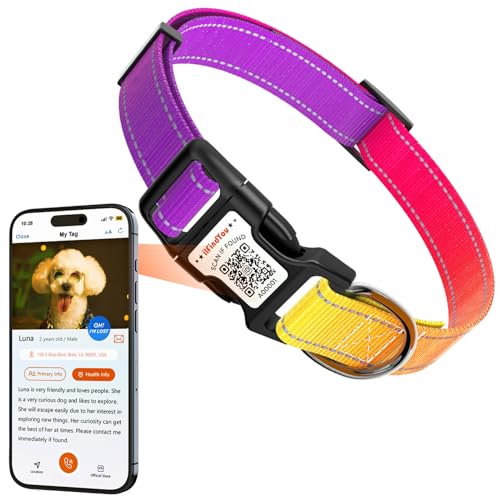 ilFindYou Reflektierendes Hundehalsband für Welpen, weiches Nylon, Violett-Gelb, Farbverlauf, Größe XS ilFindYou Reflektierendes Hundehalsband für Welpen, weiches Nylon, Violett-Gelb, Farbverlauf, Größe XS von ILFINDYOU