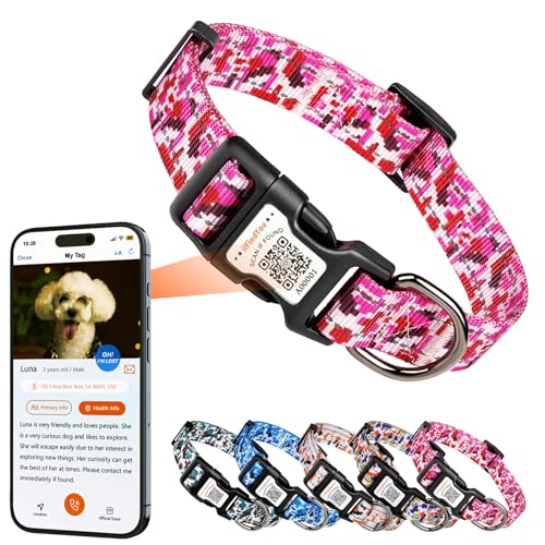 ilFindYou Reflektierendes Hundehalsband für mittelgroße Hunde, weiches Nylon, Camouflage, Rosenrot, Größe M ilFindYou Reflektierendes Hundehalsband für mittelgroße Hunde, weiches Nylon, Camouflage, Rosenrot, Größe M von ILFINDYOU