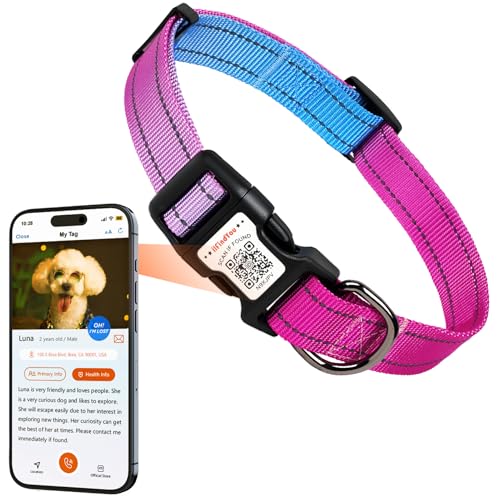 ilFindYou Reflektierendes Hundehalsband für mittelgroße Hunde, weiches Nylon, blau-roséfarben, Farbverlauf, Größe S ilFindYou Reflektierendes Hundehalsband für mittelgroße Hunde, weiches Nylon, blau-roséfarben, Farbverlauf, Größe S von ILFINDYOU
