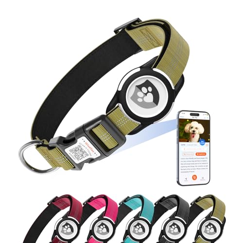 ilFindYou Reflektierendes Hundehalsband mit AirTag-Halterung für Welpen, weiches Nylon, Champagner, Größe XS ilFindYou Reflektierendes Hundehalsband mit AirTag-Halterung für Welpen, weiches Nylon, Champagner, Größe XS von ILFINDYOU