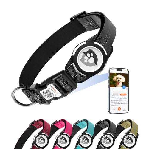 ilFindYou Reflektierendes Hundehalsband mit AirTag-Halterung für Welpen, weiches Nylon, Schwarz, Größe XS ilFindYou Reflektierendes Hundehalsband mit AirTag-Halterung für Welpen, weiches Nylon, Schwarz, Größe XS von ILFINDYOU