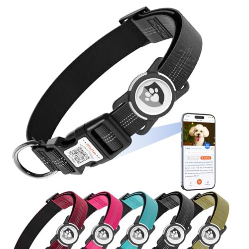 ilFindYou Reflektierendes Hundehalsband mit AirTag-Halterung für große Hunde, weiches Nylon, Schwarz, Größe L ilFindYou Reflektierendes Hundehalsband mit AirTag-Halterung für große Hunde, weiches Nylon, Schwarz, Größe L von ILFINDYOU