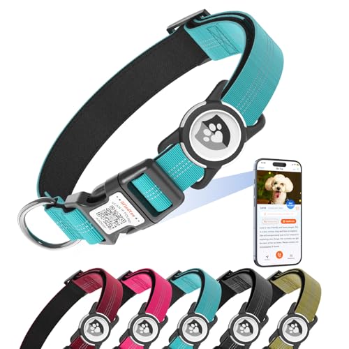 ilFindYou Reflektierendes Hundehalsband mit AirTag-Halterung für mittelgroße Hunde, weiches Nylon, Blau, Größe M ilFindYou Reflektierendes Hundehalsband mit AirTag-Halterung für mittelgroße Hunde, weiches Nylon, Blau, Größe M von ILFINDYOU