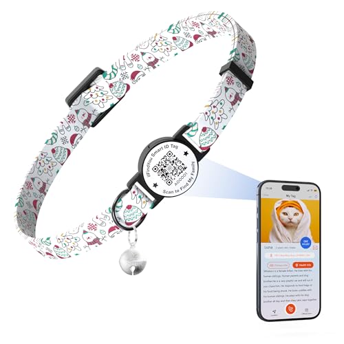 ilFindYou Weihnachtliches Katzenhalsband mit Glöckchen, Weihnachtsmuster, Kätzchen-Halsband mit QR-Code, Katzenmarke, weißer Schneemann ilFindYou Weihnachtliches Katzenhalsband mit Glöckchen, Weihnachtsmuster, Kätzchen-Halsband mit QR-Code, Katzenmarke, weißer Schneemann von ILFINDYOU