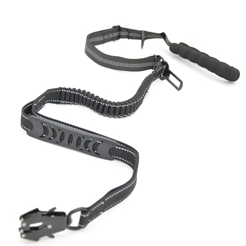 ILII Hundeleine Verstellbar (1,25m-1,5m), Reflektierend Bungee Hundeleine mit 2 Gepolsterten Griffen, Autosicherheitsgurt, Hundeleine mittelgroße und große Hunde von ILII