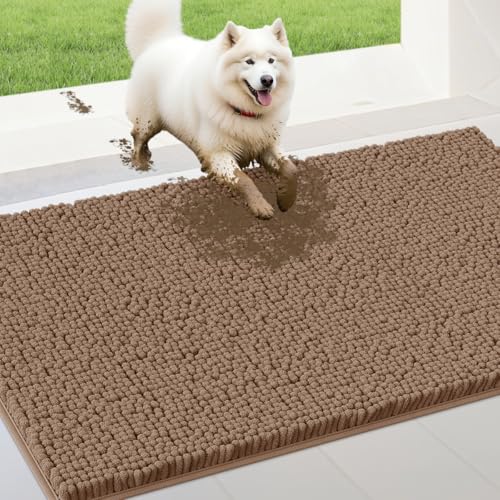 IM HOME Extra große Camel Muddy Fußmatte für Hunde, Chenille, saugfähige Hundematte, rutschfest, schwere Fußmatte für den Innenbereich, weiche Hundebett-Matte für Eingangsbereich, Schlammpfoten, 152,4 von IM HOME