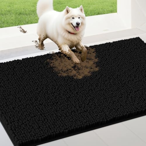 IM HOME Extra große schwarze Schmutz-Fußmatten für Hunde, Chenille, saugfähige Hundematte, rutschfest, schwere Fußmatte für den Innenbereich, weiche Hundebett-Matte für Eingangsbereich, Schlammpfoten IM HOME Extra große schwarze Schmutz-Fußmatten für Hunde, Chenille, saugfähige Hundematte, rutschfest, schwere Fußmatte für den Innenbereich, weiche Hundebett-Matte für Eingangsbereich, Schlammpfoten von IM HOME