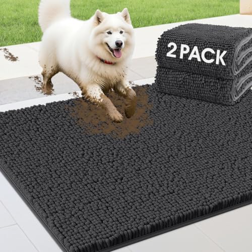IM HOME Hunde-Fußmatten für schlammige Pfoten, 76,2 x 50,8 cm, Chenille, saugfähig, rutschfest, waschbar, für den Innenbereich, weiche Schmutzmatte für den Eingangsbereich, Hundebett-Matte, Dunkelgrau IM HOME Hunde-Fußmatten für schlammige Pfoten, 76,2 x 50,8 cm, Chenille, saugfähig, rutschfest, waschbar, für den Innenbereich, weiche Schmutzmatte für den Eingangsbereich, Hundebett-Matte, Dunkelgrau von IM HOME