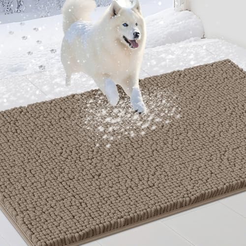 IM HOME Schmutzige Fußmatte für Hunde, Chenille, saugfähig, rutschfest, schwere Innen-Fußmatte, weiche Hundebett-Matte für den Eingangsbereich, 121,9 x 96,5 cm, Beige von IM HOME