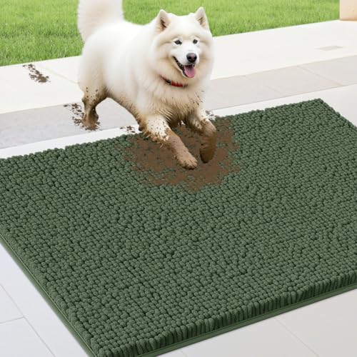 IM HOME Schmutzige Fußmatte für Hunde, Chenille, saugfähig, rutschfest, schwere Innen-Fußmatte, weiche Hundebett-Matte für den Eingangsbereich, Schmutzpfoten von IM HOME