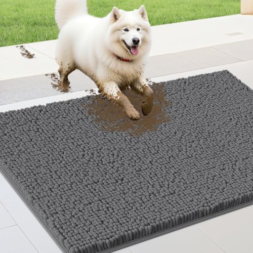 IM HOME Schmutzige Fußmatte für Hunde, Chenille, saugfähig, rutschfest, schwere Innen-Fußmatte, weiche Hundebett-Matte für den Eingangsbereich, Schmutzpfoten von IM HOME