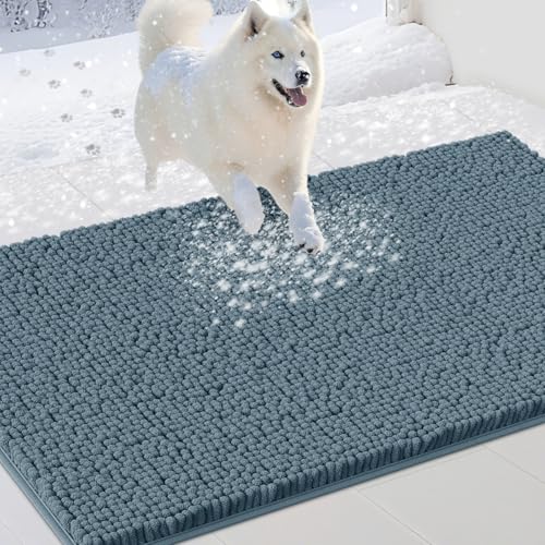 IM HOME Schmutzige Fußmatten für Hunde, Chenille, saugfähig, rutschfest, schwere Innen-Fußmatte, weiche Hundebett-Matte für den Eingangsbereich, 121,9 x 96,5 cm, Staubblau von IM HOME