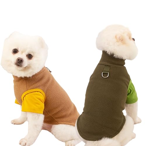 2 Stück Fleece-Hemd, Hundepullover, Jacke, warme Haustier-Hundekleidung, leichtes Sweatshirt, Haustierkleidung, Mäntel für kleine Hunde, Katzen, Chihuahua (XL, Braungrün) von IMDOUBLEDOU