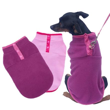 2 Stück Hundesportweste Hundejacke Hundemantel mit Leinenloch - Fleeceweste Hund Pullover - Warme Hundejacke - Hundekleidung für Kleine Hunde Junge oder Mädchen (Small, Soild Pink Pur) von IMDOUBLEDOU