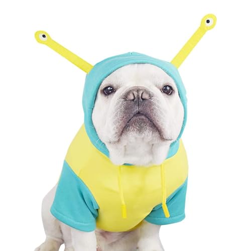 Französische Bulldogge, lustiges Alien-Halloween-Kostüm, Hoodie, niedliches Outfit, Cosplay, Hoodie für kleine und mittelgroße Hunde, Frenchie Mops, englischer Boston-Welpe (XXXL) von IMDOUBLEDOU