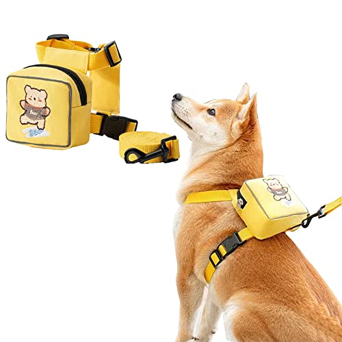 Hunde-Rucksackgeschirr, niedlicher Plüsch-Rucksack mit Tasche, Cartoon-Rucksack für Hunde zum Tragen für Reisen, Camping, Wandern, kleine, mittelgroße Hunde von IMDOUBLEDOU